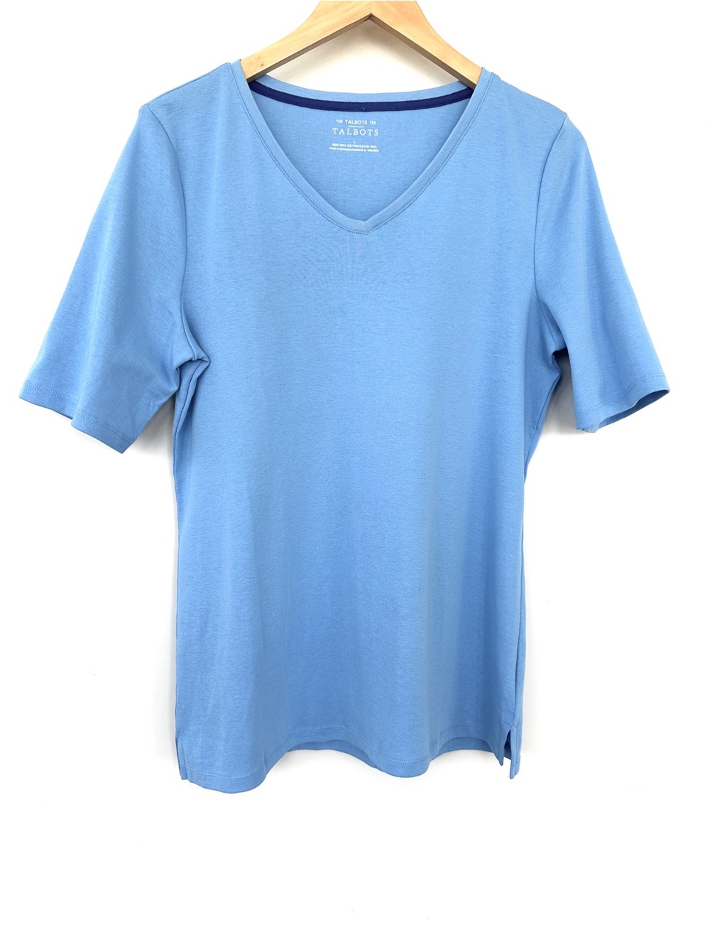 Talbots Sky Blue V-Neck Short Sleeve Tee, in 💯 Pima Cotton